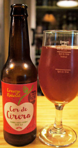 Cor de Cirera sour cherry beer, a lovely brew, aged in former red wine barrels for a year, made by the Cas Cerveser brewery in Galilea, Majorca, about eight miles west of Palma