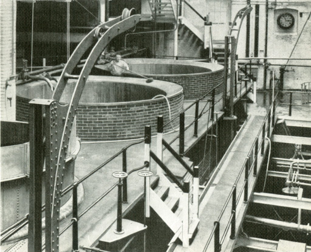 Coppers in the 'pale ale' copperhouse at the Mortlake brewery around 1938