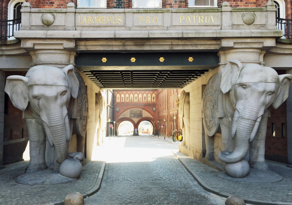 The Elephant Gate at the old Carlsberg brewery. That swastika's a hit of an elephant in the room – er, road …