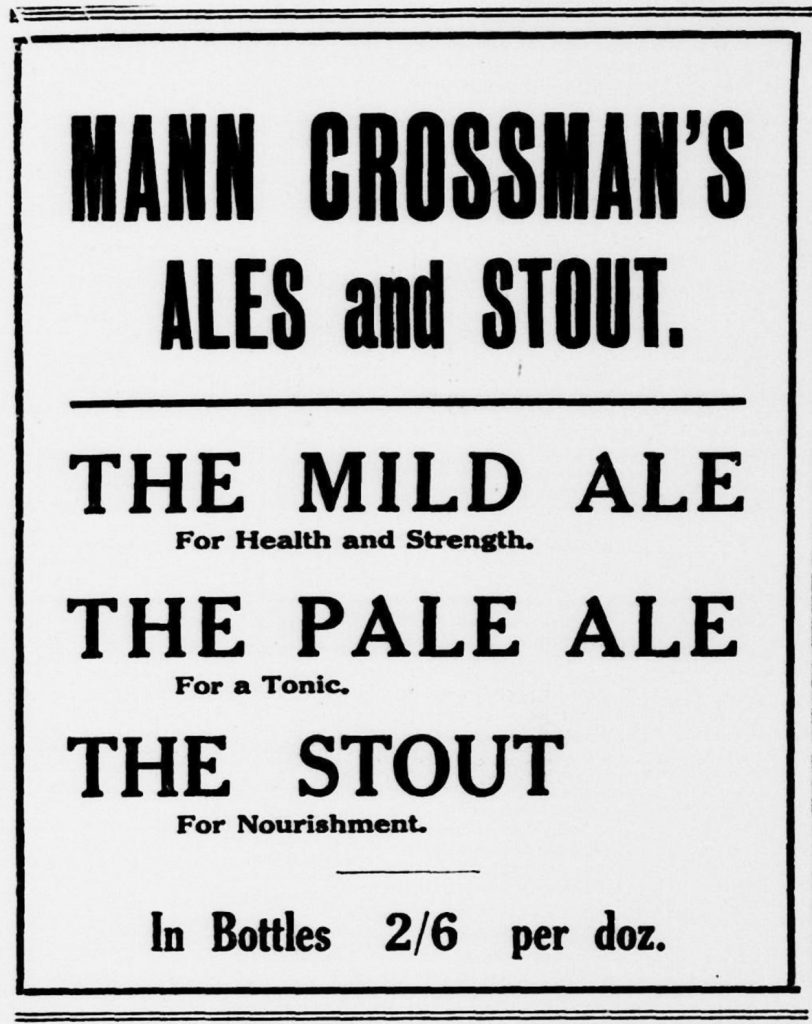 An ad for Mann's mild in the 1920s