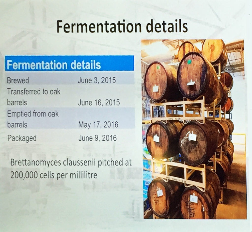 Stolen without remorse from Ron's presentation, fermentation details – and a pic of the casks filled with maturing beer