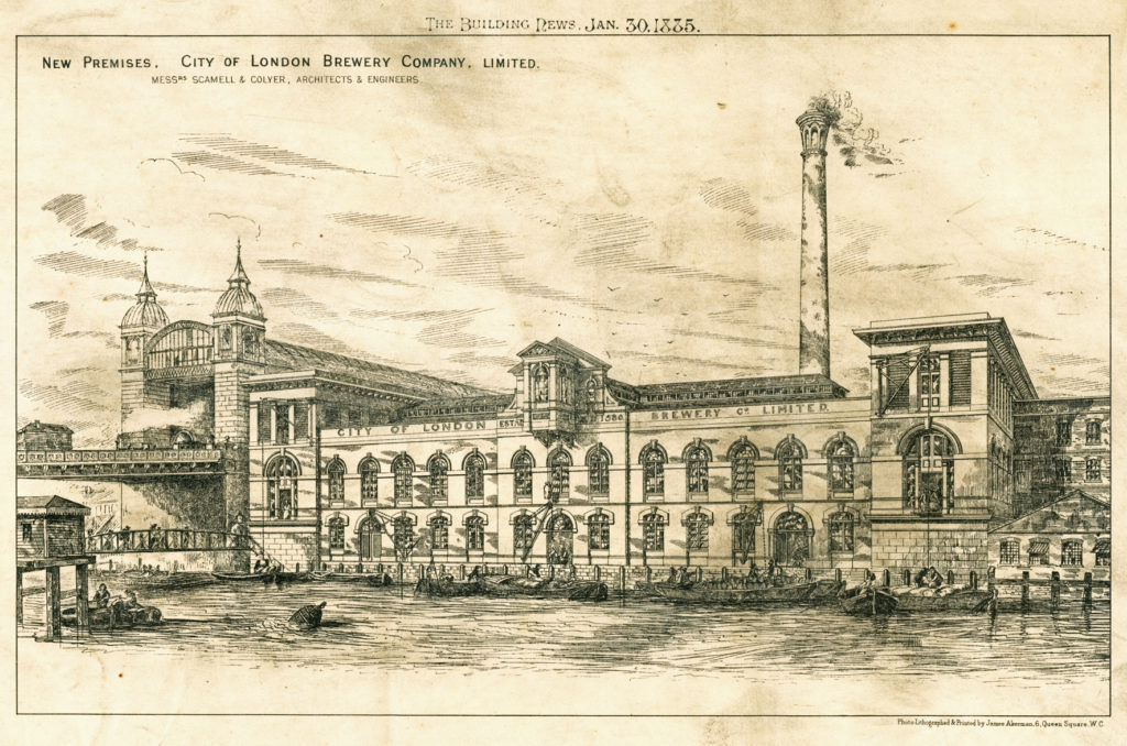 The Hour Glass brewery in 1885 after its rebuilding